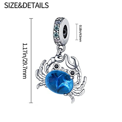 925 Sterling Silver Charms,Hypoallergenic Beads,Compatible with Pandora Bracelets and Necklaces,Women Holiday Gift Pendants - color: Crab Charm