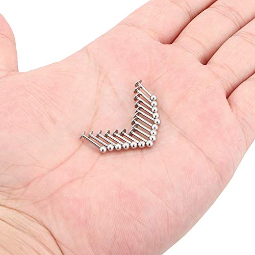 15-30PCS 16G Surgical Steel Labret Studs Monroe Lip Rings Cartilage Tragus Nail Conch Helix Earring Barbell for Women Men Piercing Jewelry 5 Colors 6-12mm - color: 5/16"(8mm) silver-tone