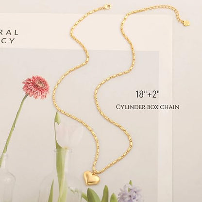 18k Gold Plated Chain Link Necklace for Women, Baroque Pearl/Compass Pendant Necklace - color: Tiny Heart
