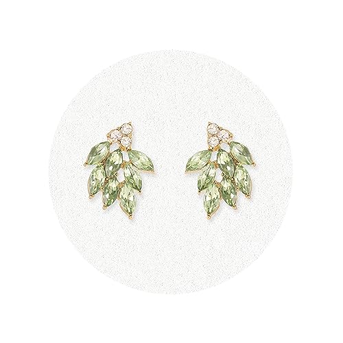 Rhinestone Stud Earrings for Women Small Dainty Crystal Cluster Drop Earrings for Girls Cute Costume Jewelry for Bridal Wedding Party Gift - color: Light Green