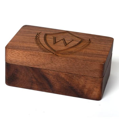 Mens Initial Cufflinks and Tie Clip A-Z Alphabet Letter Black Stainless Cuff Links Tie Bar with Engraved Walnut Wood Box Groom Groomsman Wedding Set - style: Classic-W