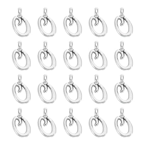 uxcell A-Z Alphabet Charm, Metal Alphabet Letter Charm Initial Charm Pendant Bead for Necklaces Bracelets Jewelry Making Craft - color: Silver O
