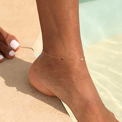 Gold Anklets for Women 14K Gold Plated Tiny Bead Anklet Colorful Tassel Foot Chain Dainty Adjustable Cute Summer Beach Boho Anklets Jewelry Gift - color: colorful drop A