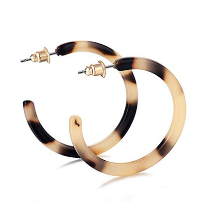 Acrylic Resin Hoop Earrings - Fashion Bohemia Tortoise Shell Large Circle Stud Earrings for Women