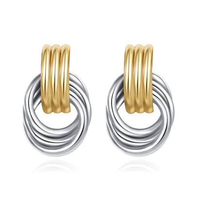 SHERLOVE Chunky Knot Gold Earrings Women Statement Drop Dangle Earrings | 14K Gold Plated Hypoallergenic Lightweight,Trendy Dainty Elegant Cute,Women Gold Jewelry Fashion Accessories Gifts - color: Knot Gold with Silver