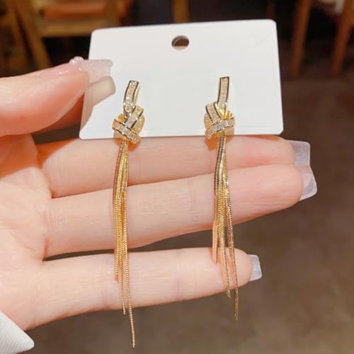 Gold Long Dangle Drop Earrings for Woman,Punk Sleek Metal Chain Tassel Earrings 70s/80s Disco Outfits Accessories Jewelry - color: 5:Gold