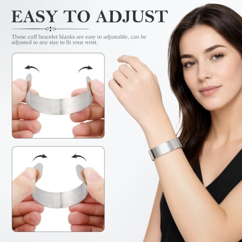 Operitacx 8Pcs Bracelet Blanks for Jewelry Making Stainless Steel Cuff Bracelet Blanks for Engraving and Stamping Adjustable Metal Core 2.48 X 2.36 X 0.78 in - size: 8pcs-20mm