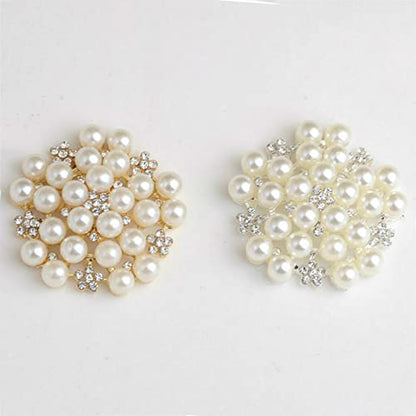 Delicate Pearl Crystal Brooch Pins for Women Girls Dance Balls Wedding Bridal Jewelry - color: A Gold