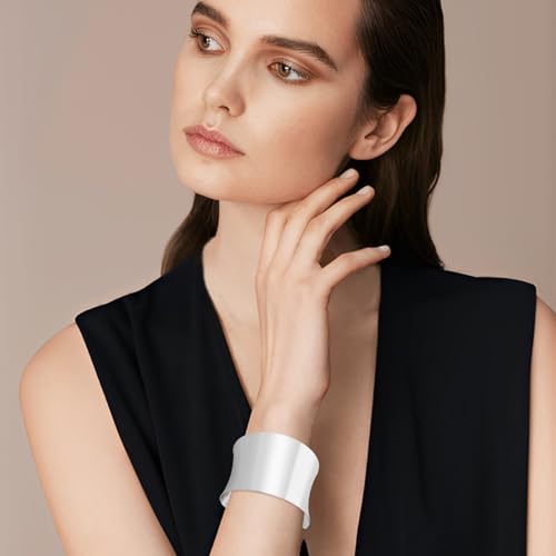 Wide Cuff Chunky Gold Bracelets for Women Open Cuff Bangles Wrist Cuff Bracelets for Women - style: Silver2