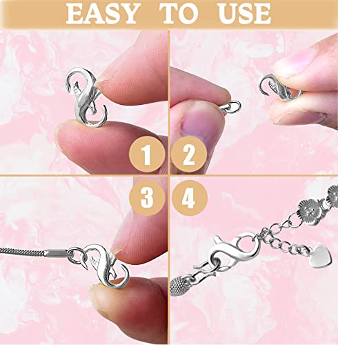 Dailyacc S925 Double Opening Lobster Clasp Sterling Silver and Gold Necklace Bracelet Extender Clasps and Closures for DIY Jewelry - color: Silver, size: 13mm × 7mm