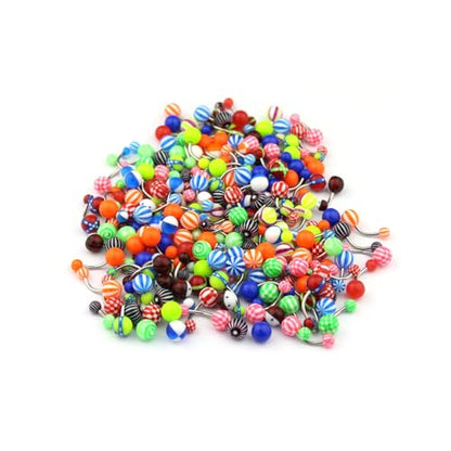 FORUBUS Colorful Tongue Rings Nipple Rings for Women Body Piercing Jewelry 14G 16mm Pierced Barbells Body Jewelry 50Pcs/30Pcs/20Pcs Pack - color: D-10pcs