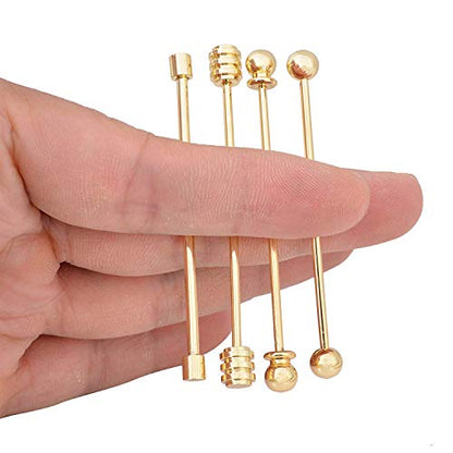 3PCS Copper Collar Bar Shirt Tie Necktie Pins Clip Clasp Lapel Stick Brooch Barbell Screw Cravat Pin - color: gold