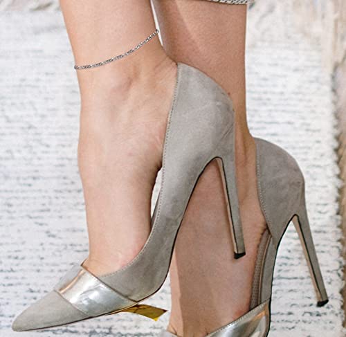 Savlano 925 Sterling Silver Solid Italian Figaro, Rope,Herringbone, Curb, Ball Bead, Snake, Mariner Chain Anklet for Women, Comes in 0.8mm - 5mm With Gift Box - style: Figaro 1.5mm