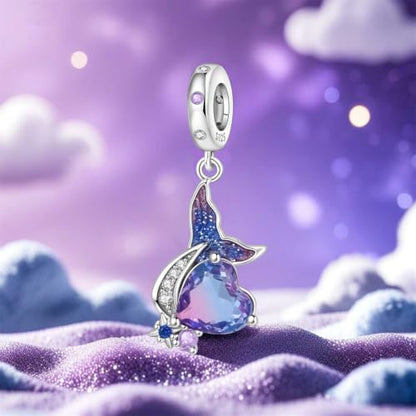 925 Sterling Silver Charms Bead for Bracelets Necklaces, Star Moon Crescent Sun Solar Pendent, Blue Ocean Starfish Shells Turtle Crab Starry Sea Cute Jewelry Birthday Gifts for Women Men - style: Mermaid tail charms