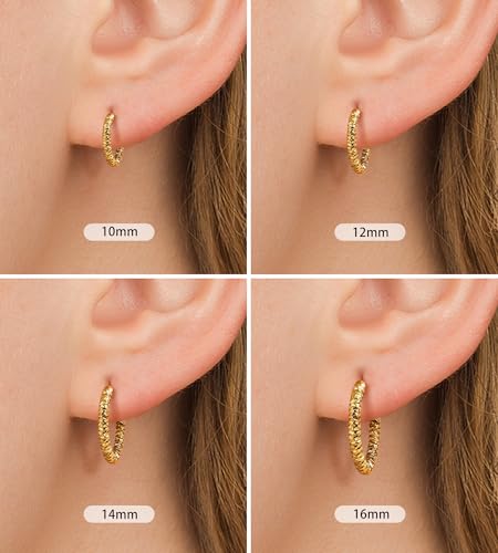 Surgical Steel Small Gold Huggie Hoop Earrings for Women Hypoallergenic - color: E-14K Glod Plated