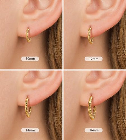 Surgical Steel Small Gold Huggie Hoop Earrings for Women Hypoallergenic - color: E-14K Glod Plated