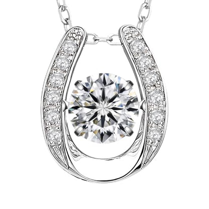 ARINZA Moissanite Necklace for Women, 1 Ct 925 Sterling Silver Dancing Stone Pendant, 18+2 Inch Chain, Valentine’s Day Christmas Gift for Her, Wife, Mom, Anniversary, Birthday - color: 5 Sparkle Horseshoe