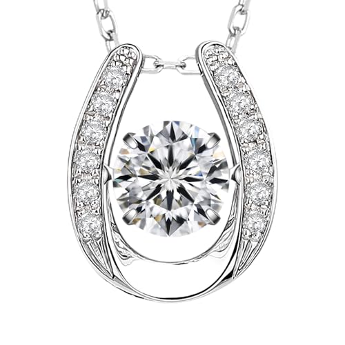 ARINZA Moissanite Necklace for Women, 1 Ct 925 Sterling Silver Dancing Stone Pendant, 18+2 Inch Chain, Valentine’s Day Christmas Gift for Her, Wife, Mom, Anniversary, Birthday - color: 5 Sparkle Horseshoe