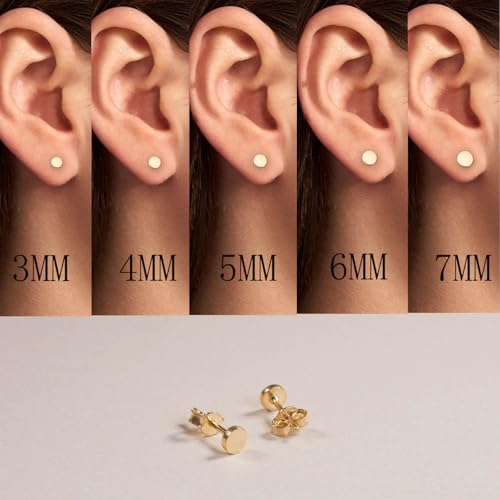 JINERA 5 Pairs Stud Earrings for Women 14K Plated Gold/Silver Pearl Ball Small Stud Earrings Set Cartilage Piercing Hypoallergenic Lightweight Flatback Earrings Jewelry Gifts for Women - color: 5 Pairs Round Stud Earrings - Gold