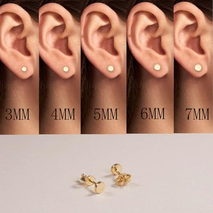 JINERA 5 Pairs Stud Earrings for Women 14K Plated Gold/Silver Pearl Ball Small Stud Earrings Set Cartilage Piercing Hypoallergenic Lightweight Flatback Earrings Jewelry Gifts for Women - color: 5 Pairs Round Stud Earrings - Gold
