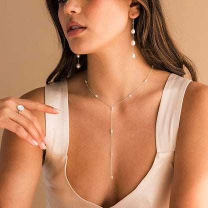 Gold Necklace for Women, Dainty Long Necklace 14k Gold Plated Lariat Long Necklaces for Women Trendy Simple Statement Drop Necklace Fashion Body Chain Prom Jewelry Gold Accessories - color: 4-Gold