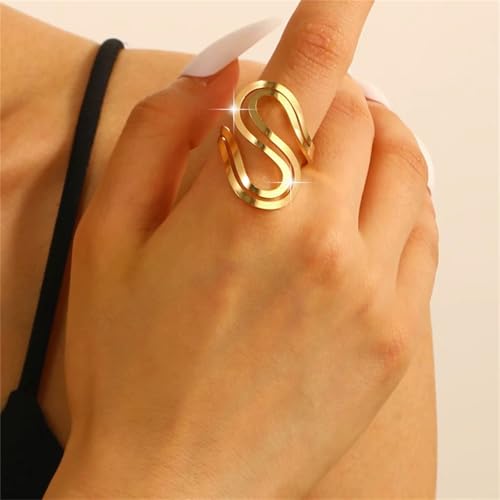 Chunky Cuff Bracelet with Ring Jewelry Set for Women Minimalist Wide Open Bracelet Simple Punk Snake Wrist Cuff Trendy Statement Jewelry