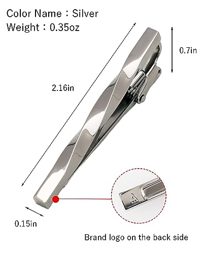 [TAVARAT] Tie Clip Tie Clips for Men twist type Black Silver Tie Bar Tie Pin Tps-077 - style: silver