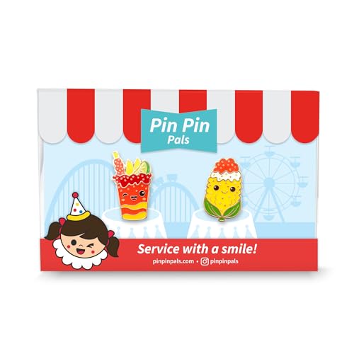 Enamel Pin Set (2 Pins Per Set) for Backpack, Bag, Lapel, Kawaii Button Collector - style: Chamoyada & Elote