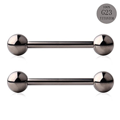 Grade 23 Titanium Externally Threaded Nipple Piercing Jewelry Barbell Ring Tongue Rings Nipple Straight Body Piercing Jewelry for Women Men 14G 16G 12mm 14mm 16mm 19mm - style: 14GA - 5/8" (16mm)