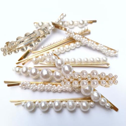 Pearl Fashion 12pcs Hair Clips Set Hair Accessories for Girls and Ladies, Cute Hair Barrettes Bobby Pins, Hairpin Headwear Styling Tools, Gifts for Women Girls Decorative Wedding