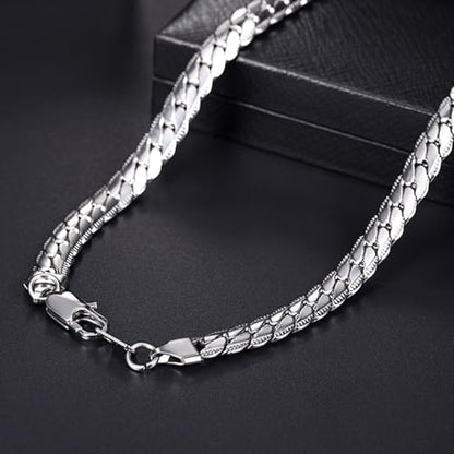 Snake Chain for Women Stainless Steel Dainty Choker Necklace Thin Layered Men Chain 8mm Width Gold/Black/Silver Plated Trendy Jewelry 18/20/22/24/26/28/30 Inch - color: 8MM-Silver Snake Chain, size: Length 22 Inches