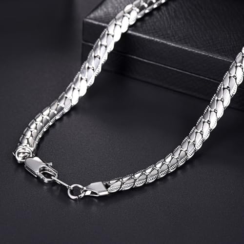 Snake Chain for Women Stainless Steel Dainty Choker Necklace Thin Layered Men Chain 8mm Width Gold/Black/Silver Plated Trendy Jewelry 18/20/22/24/26/28/30 Inch - color: 8MM-Silver Snake Chain, size: Length 20 Inches (women's average length)