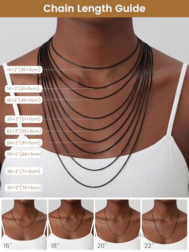 KeyStyle Round Snake Chain Necklace for Women, Hypoallergenic Jewelry Gift | 14K Gold Plated/Rose Gold/Silver/Black Stainless Steel Chain, 1/1.2/1.5/2mm, 14/16/18/20/22/24/26/28/30"+ 2" Extension - color: 1.2mm Black, size: 30 Inch