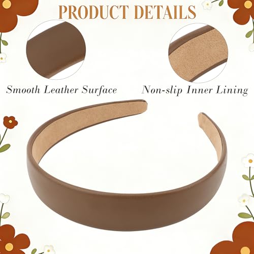 6 PCS Leather Headbands for Women Wide Cute Fashion Padded Headbands Non Slip Head Bands for Women's Hair PU Leather Soft Hairband for Girls diademas para mujer de moda Hair Accessories