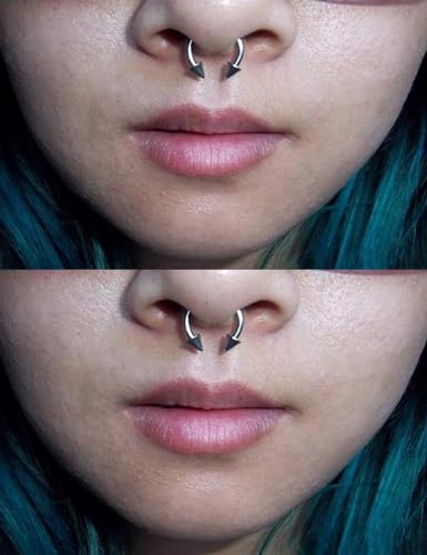 00G 0G 2G 4G 6G 8G 10G 12G 14G 16G Septum Rings Silver Black Surgical Steel Heavy Gauges Earrings Stretching kit Eyebrow Lip Septm Nose Rings Helix Tragus Daith Rook Earrings Hoops 10mm-19mm - color: Silver, size: 10G(2.5mm)-Inner Dia:10mm