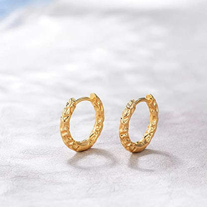 Cubic Zirconia Huggie Earrings 14k Gold Plated Tiny Earrings Small Huggie Hoop Earrings Simple Lightweight Hoops Gift for Women - color: Texture Hoop