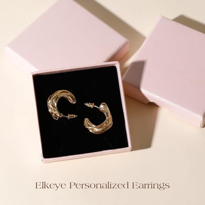 Golden Hoop Earrings For Women The Twisted Close-Fitting Hoop Shape Is Crafted With Gold-Plated Material And S925 Silver Pins Light Luxury Elegant Unique And Minimalist Style - color: GEE4010-Gold