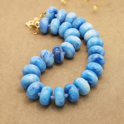 We We Chunky Colorful Beaded Necklace for Women Large Boho Statement Bead Chokers Necklaces Turquoise Blue Big Beads Jewelry Neck Summer Beach - color: sea blue
