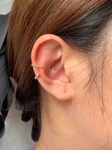Ear Cuffs Non Piercing Dainty Cartilage Helix Ear Wrap Hypoallergenic Adjustable Clip On Earrings for Women - color: Gold for right ear