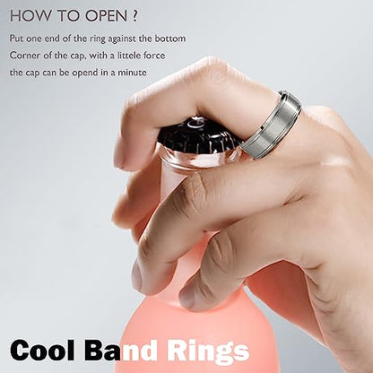 EIELO 9Pcs Stainless Steel Band Rings for Men Women Cool Fidget Spinning Chain Ring Anxiety Relief Fashion Simple Wedding Engagement Black Ring Set - color: Silvery