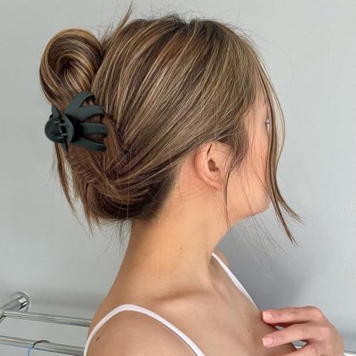 2.8 Inch Medium Octopus Hair Clips for Women, Black Matte Hair Claw Clips for Thin Fine Hair, Strong Hold Non-slip Spider Hairclips Jaw Clip - color: Black