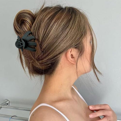 2.8 Inch Medium Octopus Hair Clips for Women, Black Matte Hair Claw Clips for Thin Fine Hair, Strong Hold Non-slip Spider Hairclips Jaw Clip - color: Black