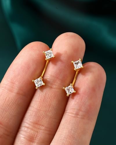 COCHARM Minimalist Rook Earrings 16G Rook Piercing Jewelry Stainless Steel Eyebrow Rings for Women Men Dainty Lobe Earrings 6/8MM - color: YG-6MM