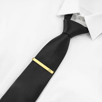 GWD Stainless Steel Tie Clips for Men Personalized Initial Tie Clip Classic Tie Bar Set - color: O