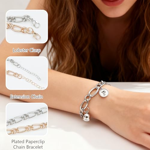 Sumalon 20 Pcs 18K Gold Plated Bracelet Chain Kit, Paperclip Alloy Link Fit Clip with Lock, Bracelet Charm for Women DIY Jewelry Making (Gold and Silver) - color: Gold and Silver