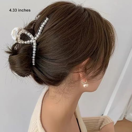 Pearl Hair Clips,Elegant Hair Clip Strong Hold Jaw Clips,Big Pearl Hair Claw Clips Barrettes Nonslip Birthday Mother's Day Wedding Gift for Women Girls Daughter Girlfriend (6 Pack) - size: 1 Count (Pack of 6)