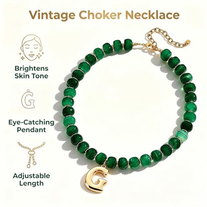 Initial Beaded Necklaces for Women,14K Gold Plated Bubble Letter Pendant Jewelry Gifts - color: acrylic neccklace-g