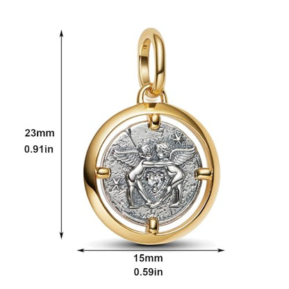 925 Sterling Silver Dangle Charm Fit Women Bracelet And Necklaces Jewelry | Medallion Pendants Beads Jewelry Charms for Women Fashion Gift Family Friends Mother's Day - color: Cupids Medallion Charm M1786