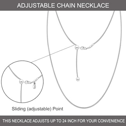 LeCalla 925 Sterling Silver Italian Jewelry Adjustable Chain Necklace, Sliding Bolo Chain Necklace for Women Slider Chain 14 to 24 Inch. - color: Snake Chain