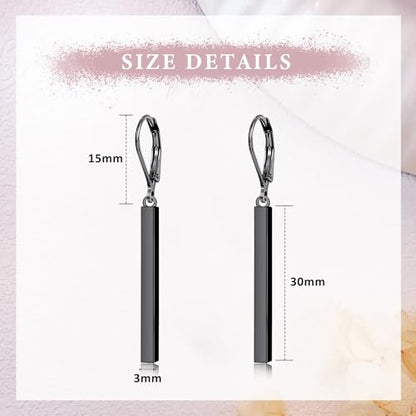 Leverback Earrings Dangle Earrings for Women Dangly Earrings Anniversary Birthday Gifts for Women - style: Vertical Bar Earrings-Black